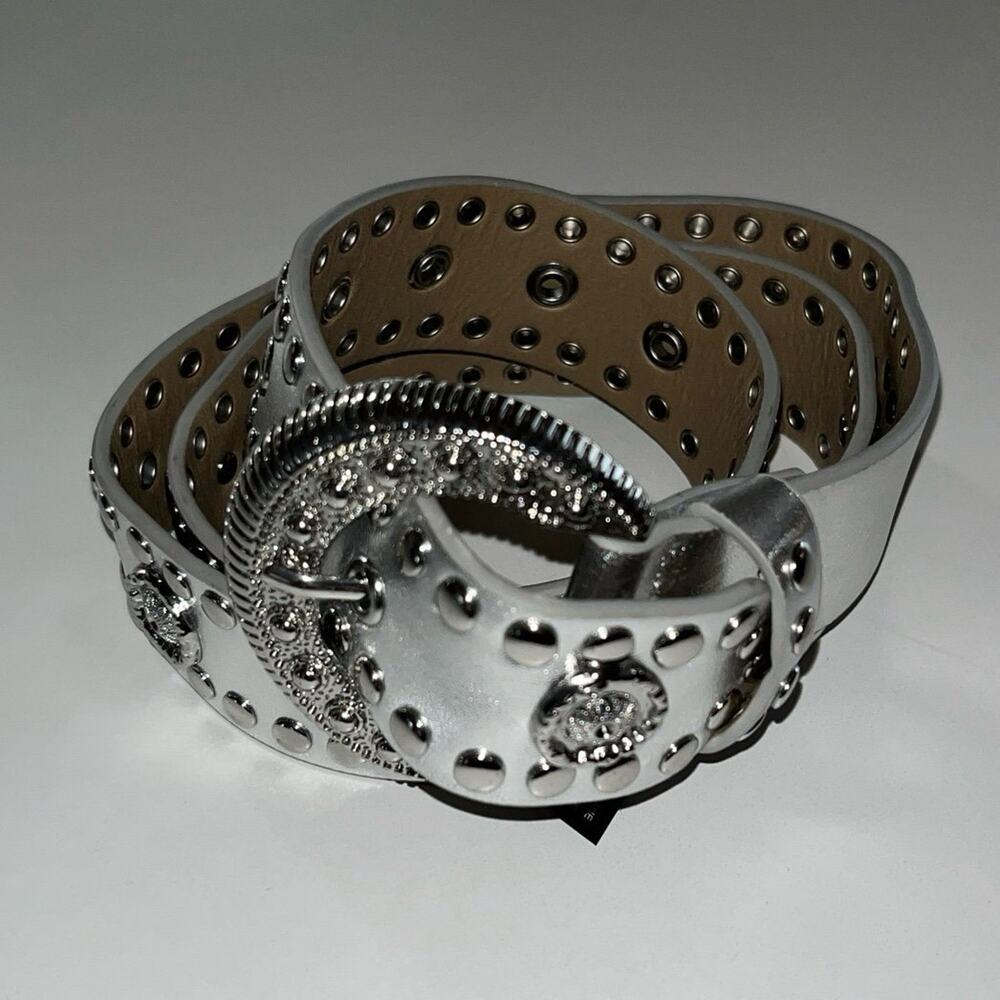 Urban Outfitters Silver Embellished Big Buckle Western Belt Size Medium (F)